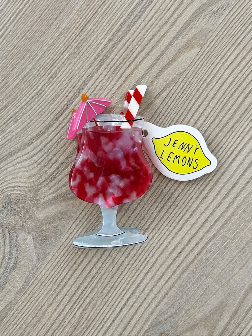 💛 NEW WITH TAG Jenny Lemons Daiquiri Hair Claw Clip Pink Cocktail Umbrella